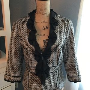 WHBM Tweed Ruffle Collar Blazer size 12